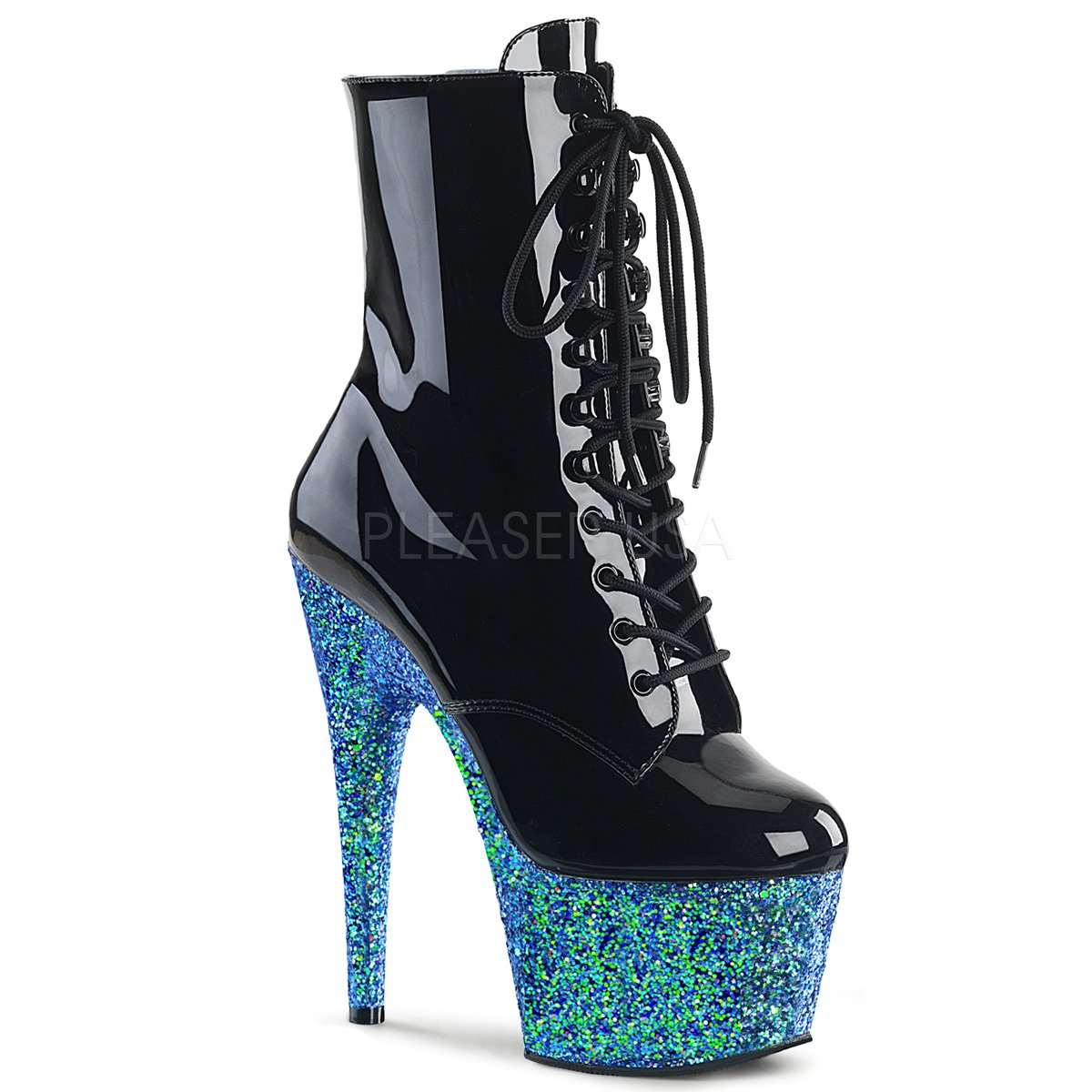 ADORE-1020LG - 7" Heel Ankle Boot with Iridescent Glittered Platform