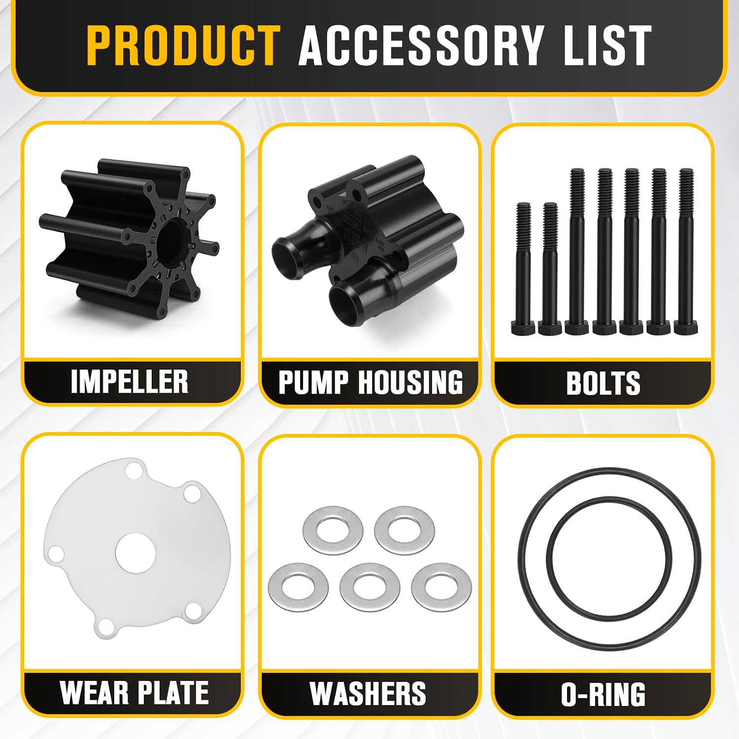 807151A14 Water Pump Impeller Kit for Mercruiser Alpha Bravo Engines, Replaces Mercury 46-807151A14, 46-807151A7, Sierra 18-3150, Quicksilver 807151A14, 807151A7