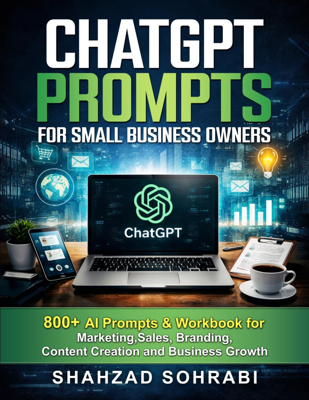 ChatGPT Prompts for Small Business Owners: 800+ AI Prompts & Workbook for Marketing, Sales, Branding, Content Creation and Business Growth