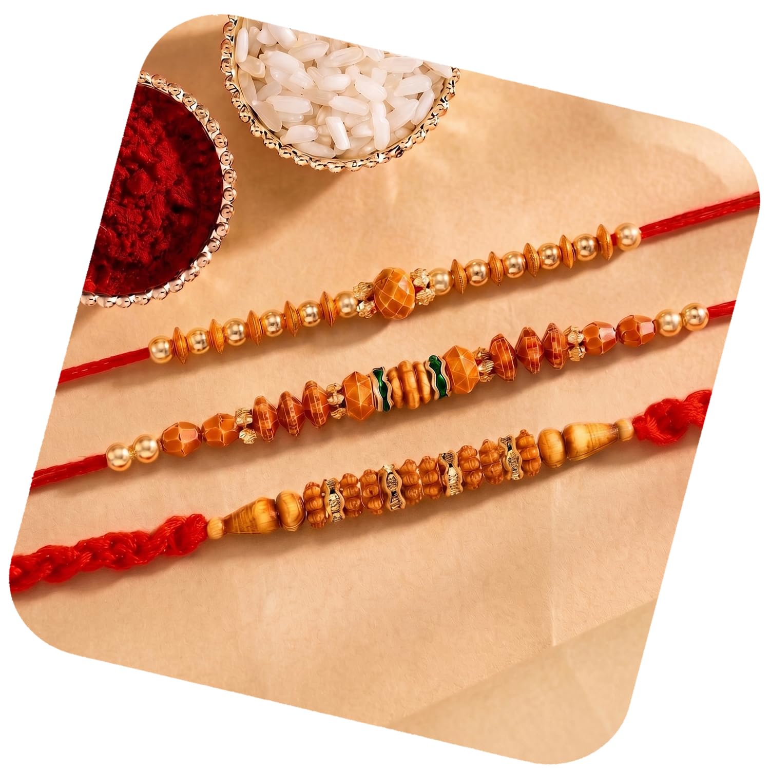 peora CZ Pearl & Crystals Studded Thread Rakhi for Brother Bhaiya | Combo Set of 3 | Raksha Bandhan Hamper with Roli Chawal & Greeting Card-picture-39