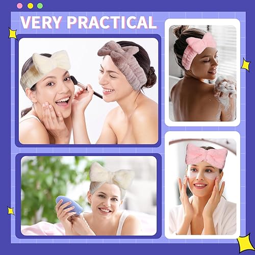 Miniatura 7 de WSYUB Diademas de spa, diademas de maquillaje, diadema con lazo para lavar la cara, diademas para el cuidado de la piel para mujeres, bandas para el