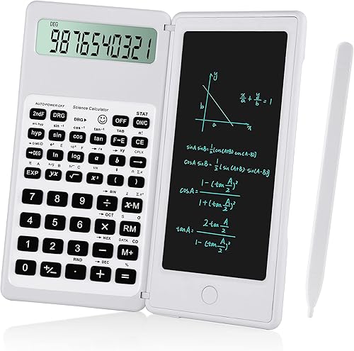 Miniatura 1 de IPepul Calculadoras científicas para escuela alta 10 dígitos digitales con tablero de escritura borrable calculadora de matemáticas para escuela
