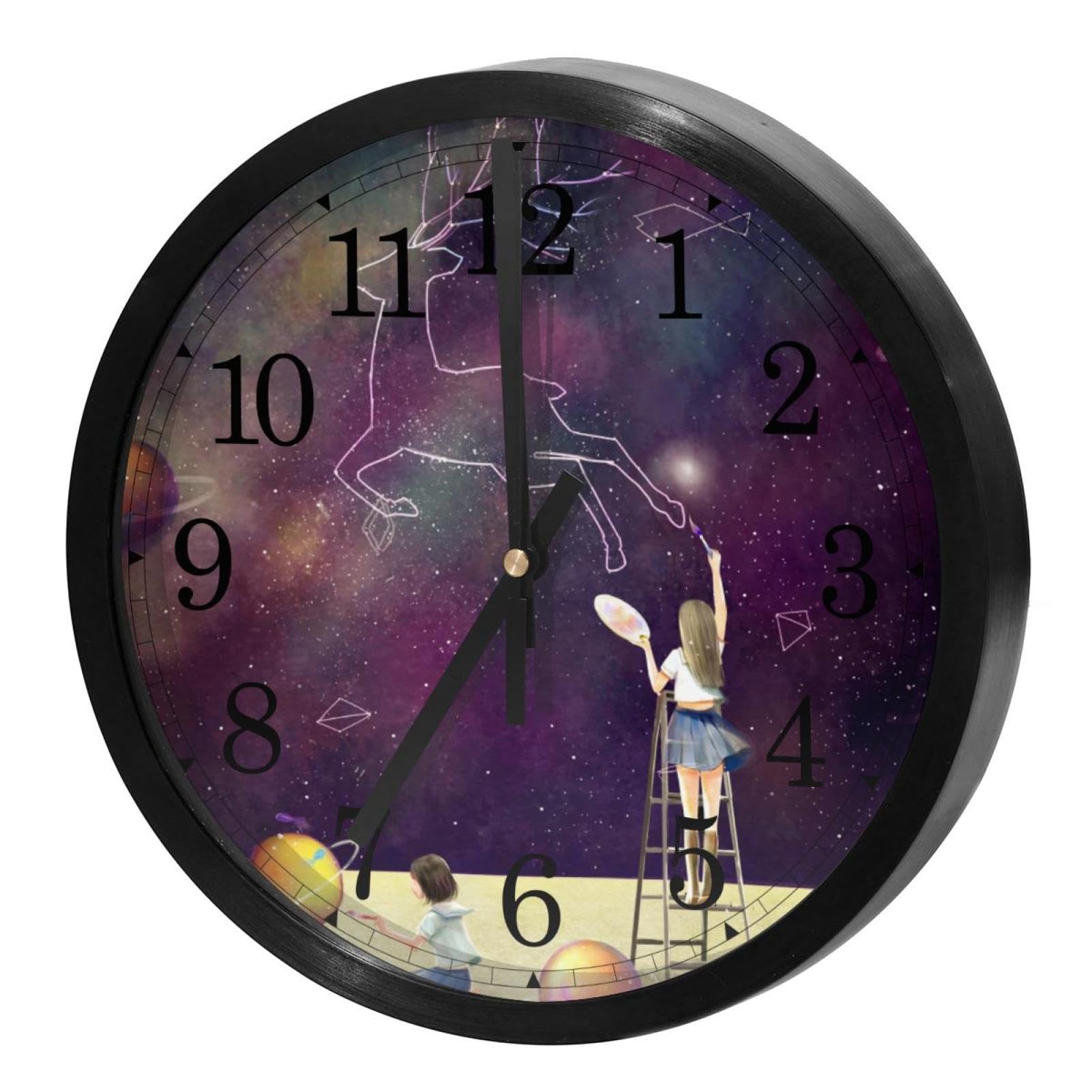 Horloge murale sans tic-tac à piles pour bureau avec mécanisme à quartz précis