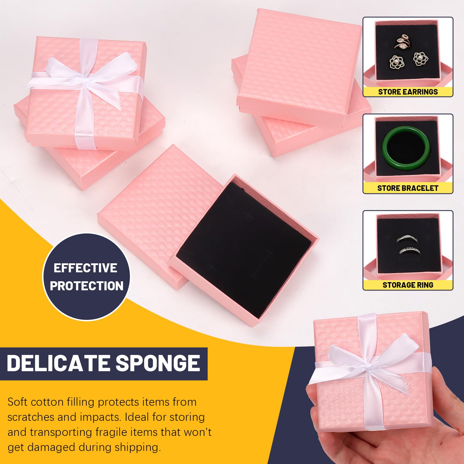 Glarks Lot De 12 Boîtes à Bijoux En Carton Noir 9 X 9 X 3 Cm Avec