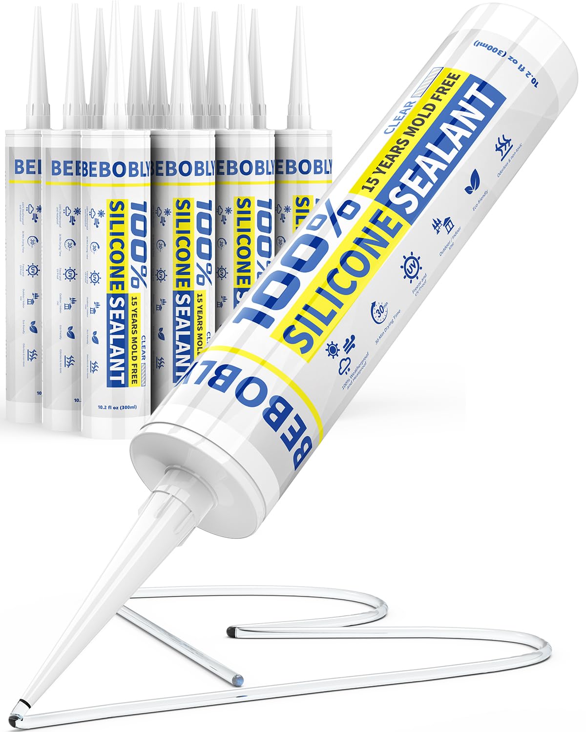 BeboBLY Silicone Caulk - 4 Pack, Waterproof Sealant -15