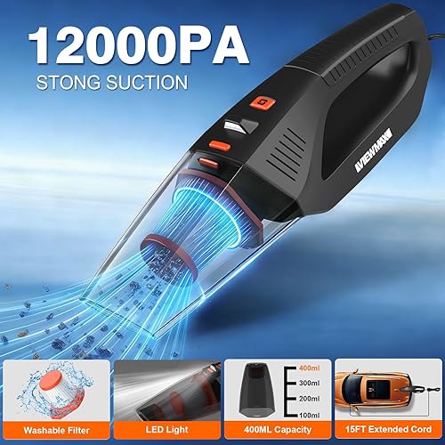 Miniatura 3 de Car Cleaning Kit 18Pcs, Car Interior Detailing Kit with 12000PA High Power Handheld Vacuum, Detailing Brush Set, Cleaning Gel, Complete Car Wash Kit