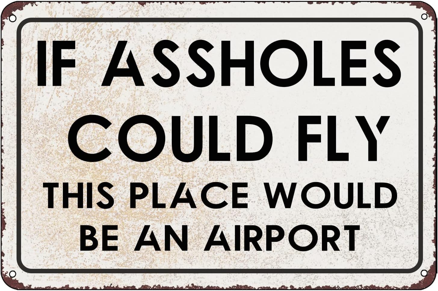 rayprint If Assholes Could Fly This Place Would Be An Airport Funny Tin Sign Man Cave Garage Home Bar Decores 8x12inch