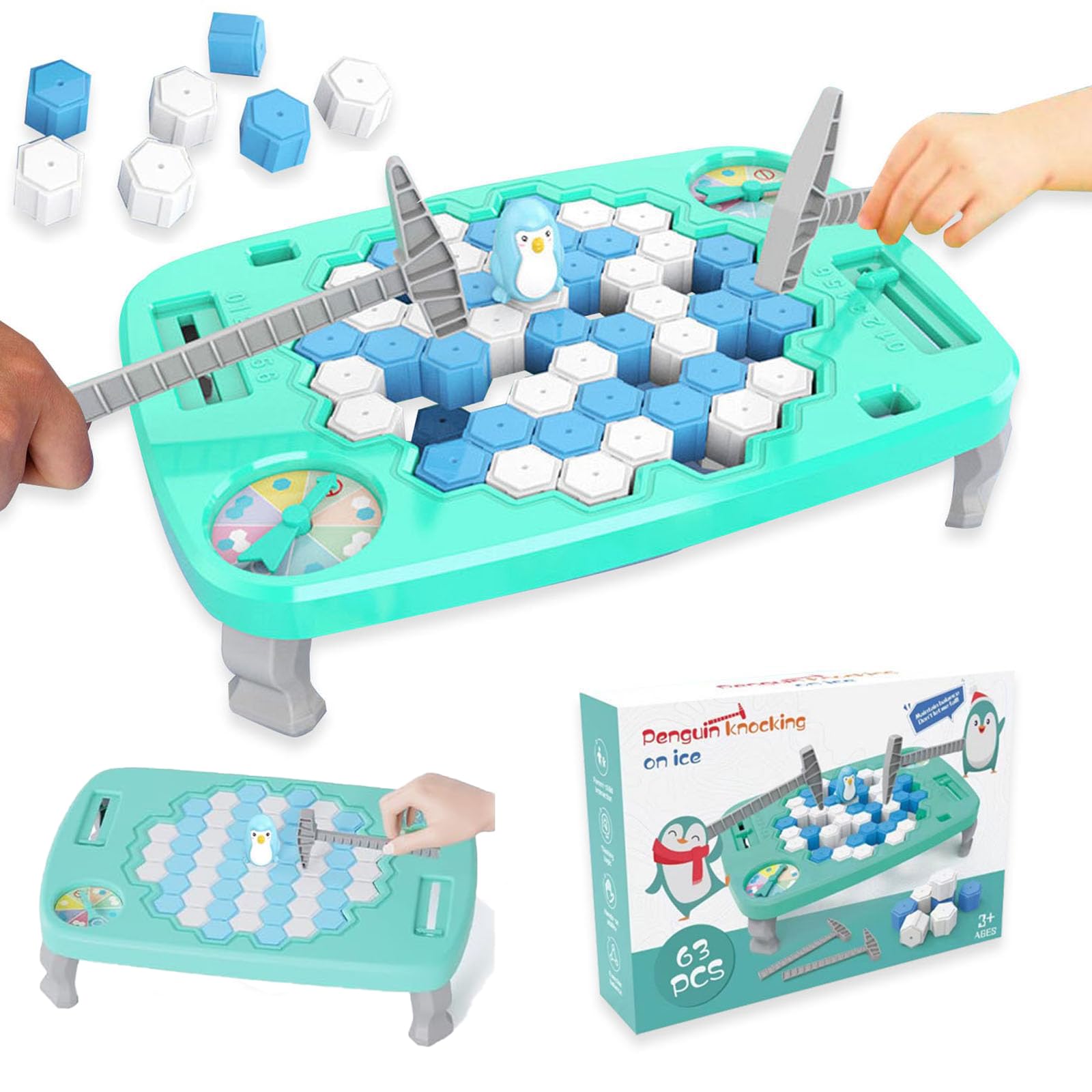 Penguin Ice Rescue Game, 63PCS Ice Breaker Board Game Toy, Save Penguin on Ice for Kids and Adults, Fun Family Game for Children Ages 4-8, Engaging Penguin Trap Activity