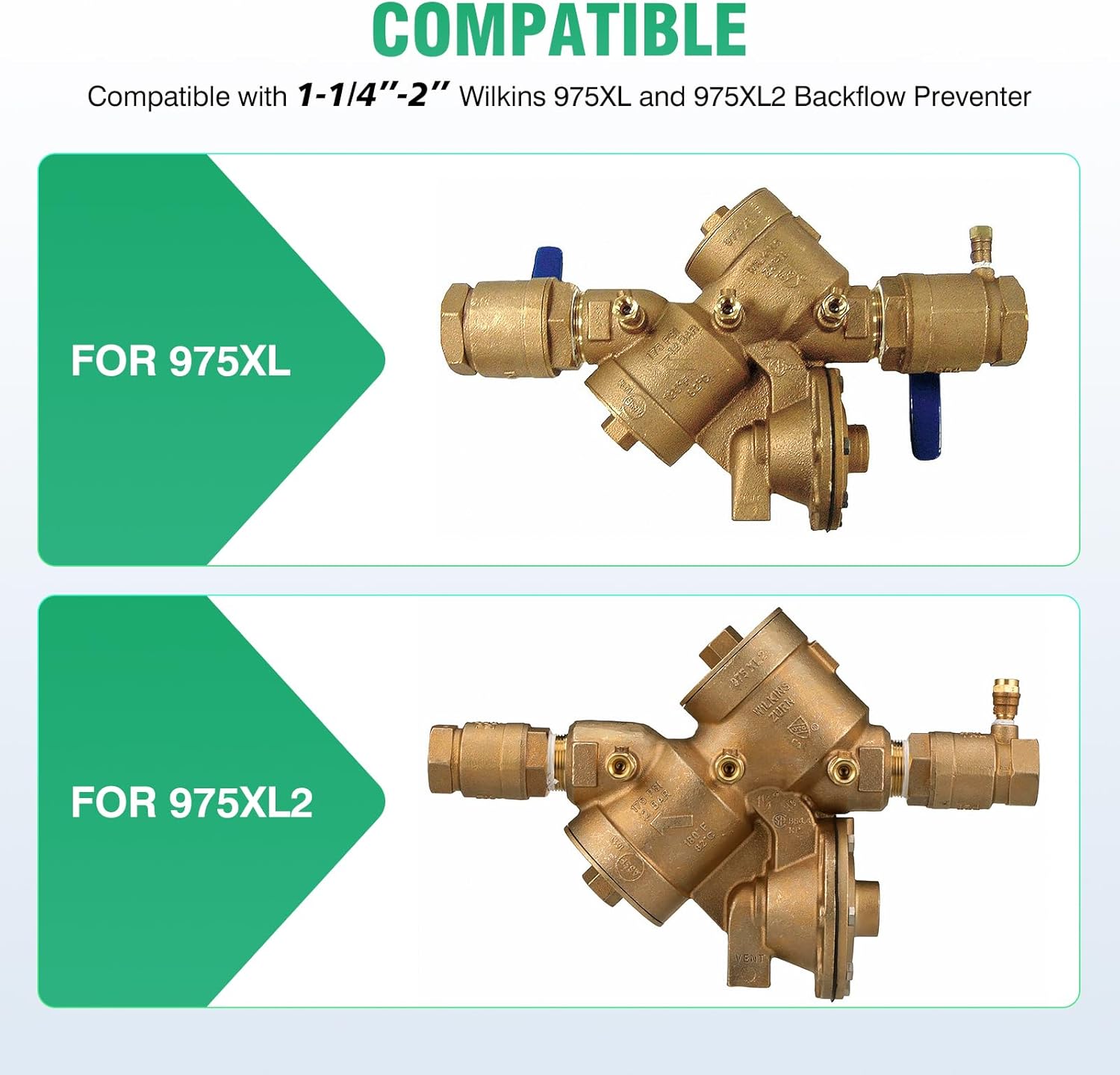 1-1/4”-2” Complete Replacement Repair Kit Compatible with Zurn Wilkins 975XL and 975XL2 Backflow Preventer,Includes Poppets, Springs and Seats