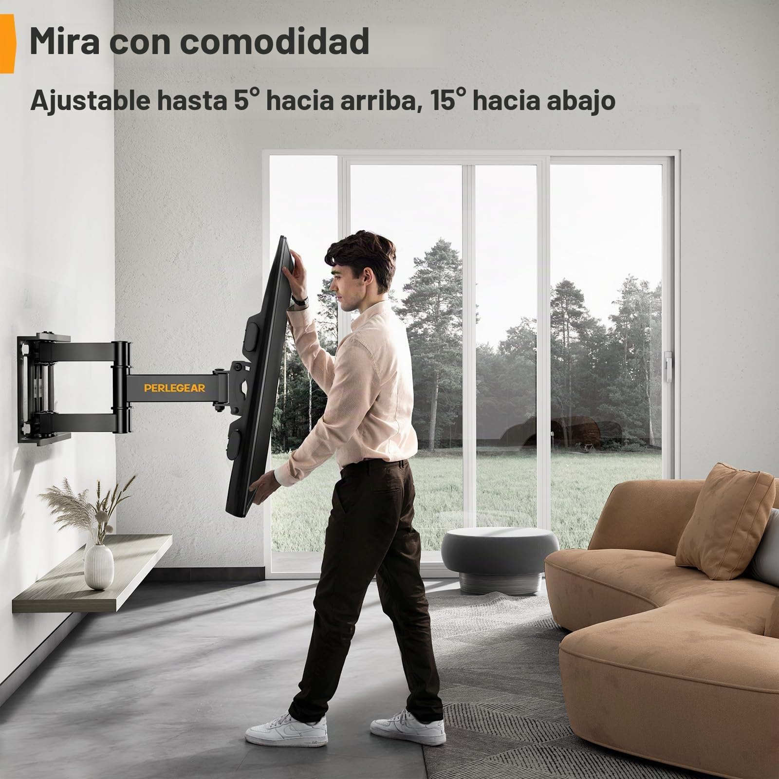 Perlegear Soporte de TV Pared Articulado Inclinable y Giratorio, Soporte TV para Pantallas de 37-84 Pulgadas, hasta 60 kg, MAX VESA 600x400 mm