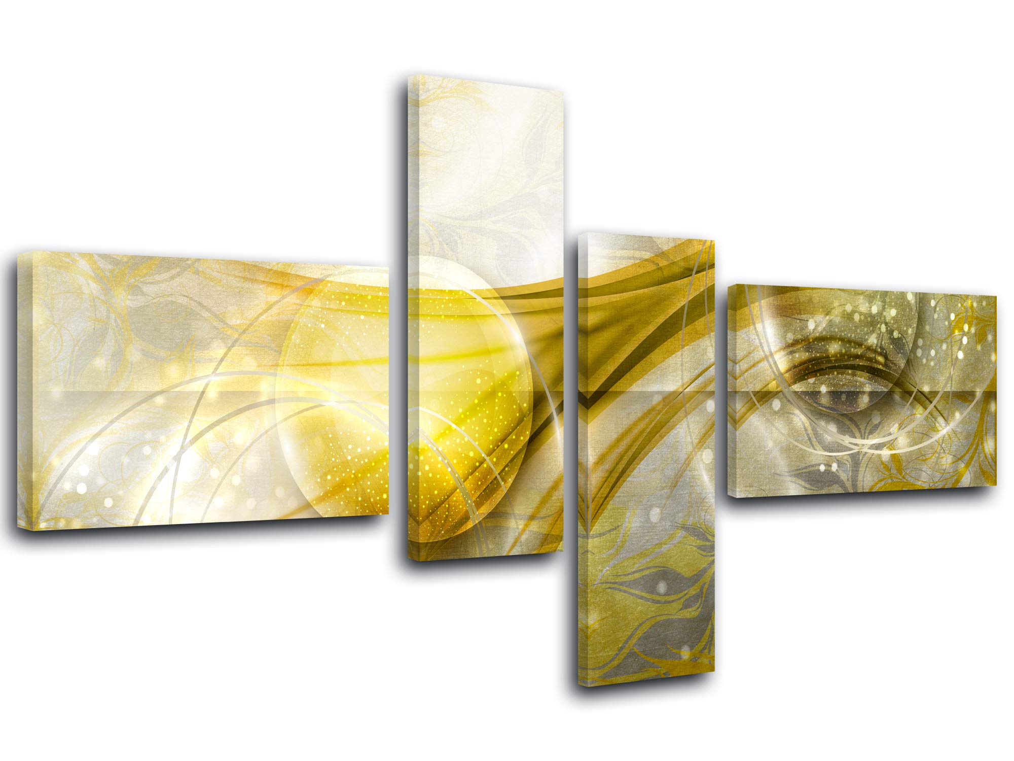 Declina, Quadro Decorativo da Parete per Soggiorno, Tela Stampata, Quadro Decorativo, Motivo Astratto con Bolle, 130 x 65 cm, Giallo