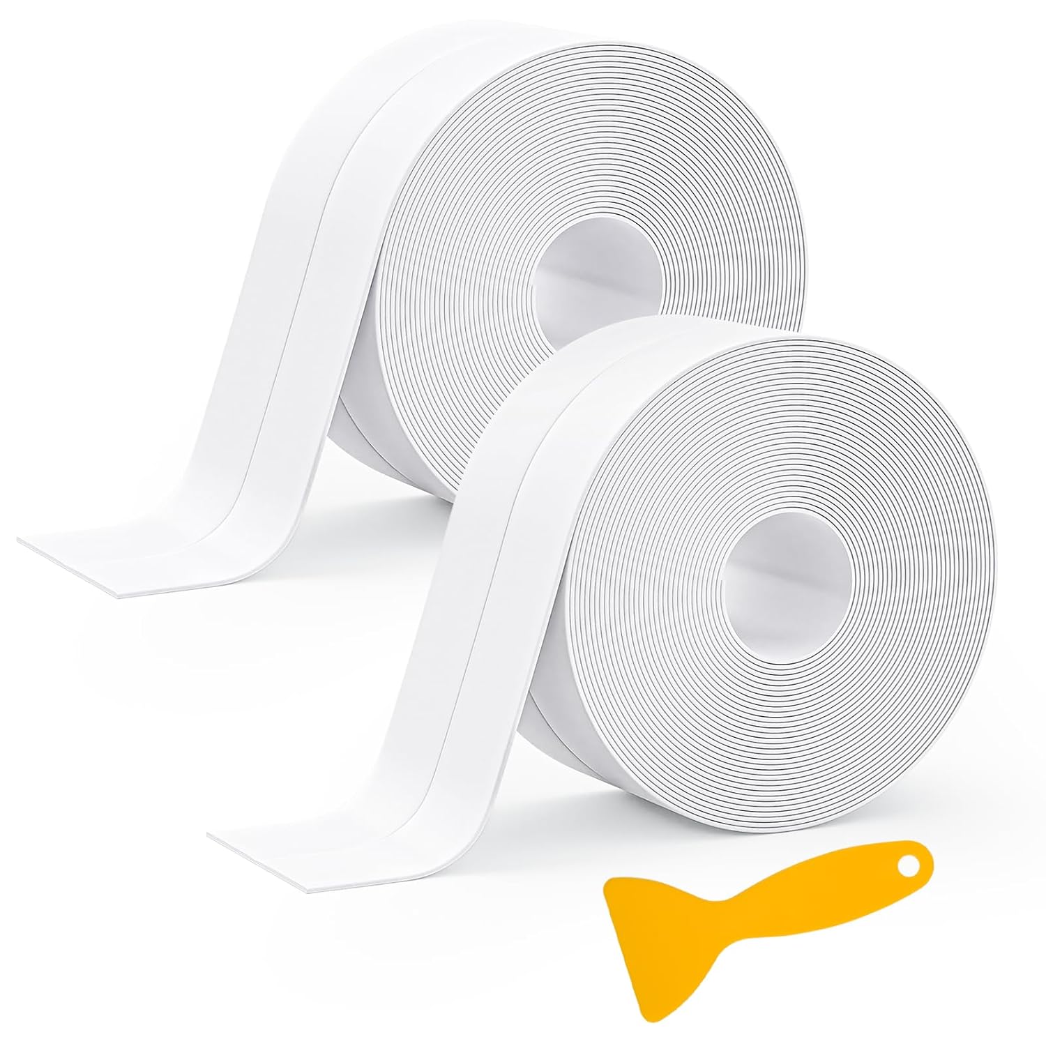 Caulk Strip, 2 Pack 1.5' x 10.5Ft Caulk Strip for Bathtub Self Adhesive Caulk Tape Caulking Sealing Tape for Kitchen Countertop,Sink,Bathroom,Toilet,and Bathtub Floor Wall Edge Protector