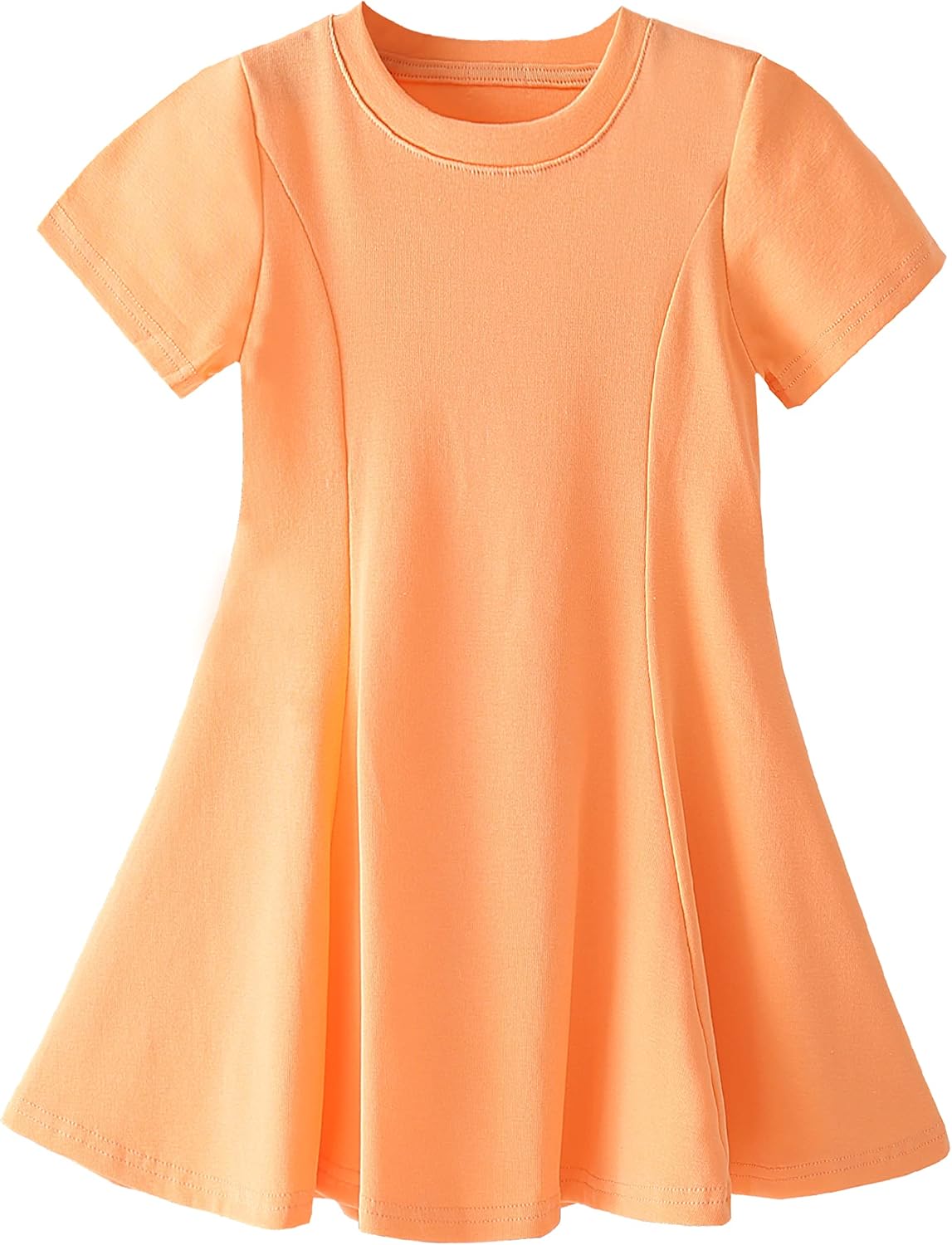 Toddler Girls Short Sleeve Swing Dress Little Kids A-Line Skater Twirl Summer Casual Dresses (12Months-7years)