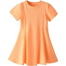 Toddler Girls Short Sleeve Swing Dress Little Kids A-Line Skater Twirl Summer Casual Dresses 12Months-7years