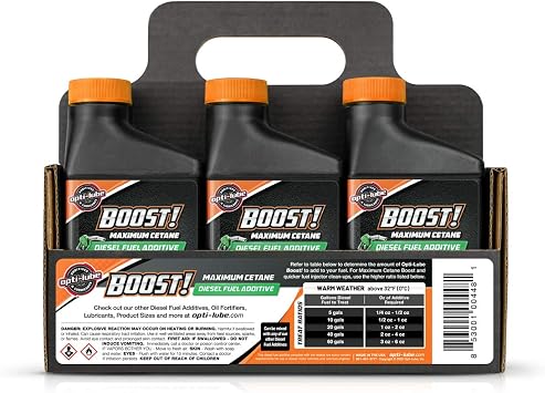 OPTI-LUBE BOOST! MAXIMUM CETANE FORMULA DIESEL FUEL ADDITIVE: 8oz Bottles (6 Pack)
