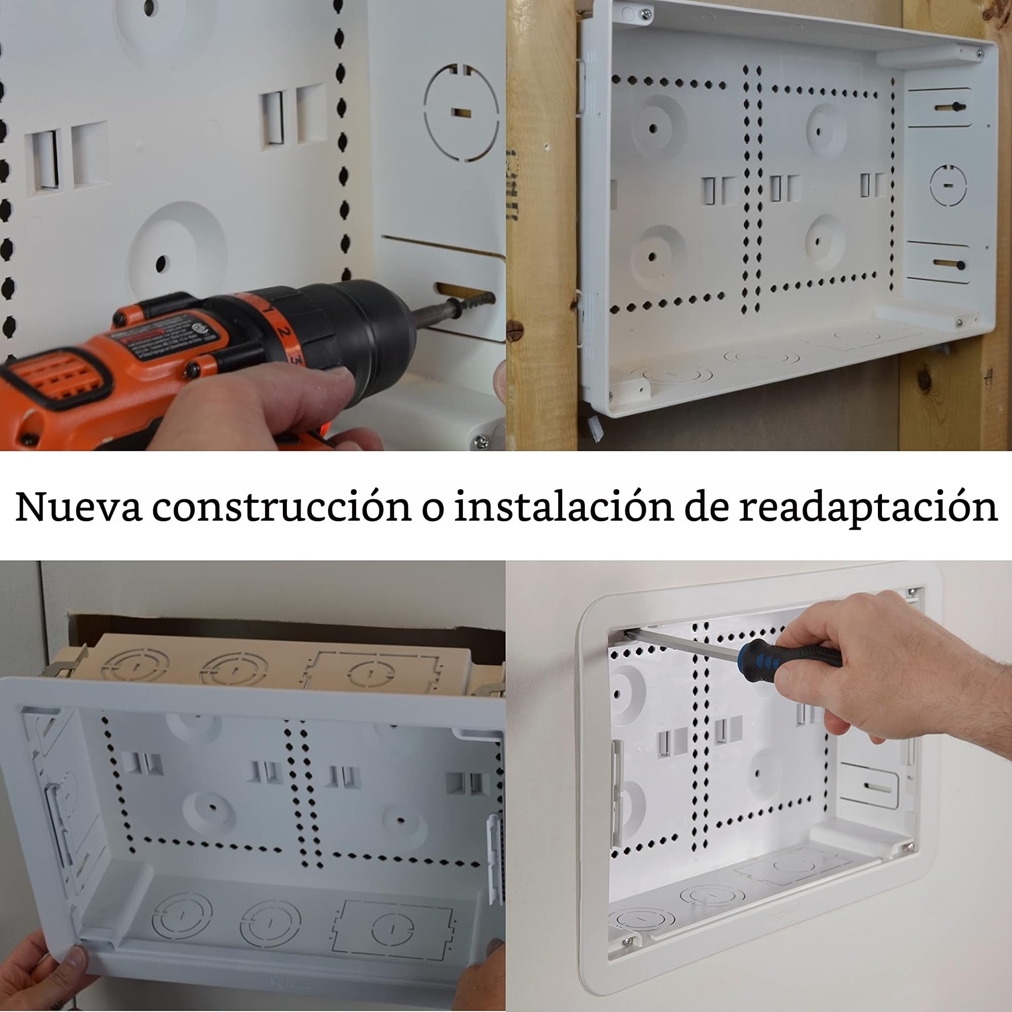 Legrand - ONQ - Gestión de Cables, Caja de Medios Estructurados, Recinto de Pared, Almacenamiento Empotrado, Doble Propósito, 9 Pulgadas, Blanco (ENP0900-NA)