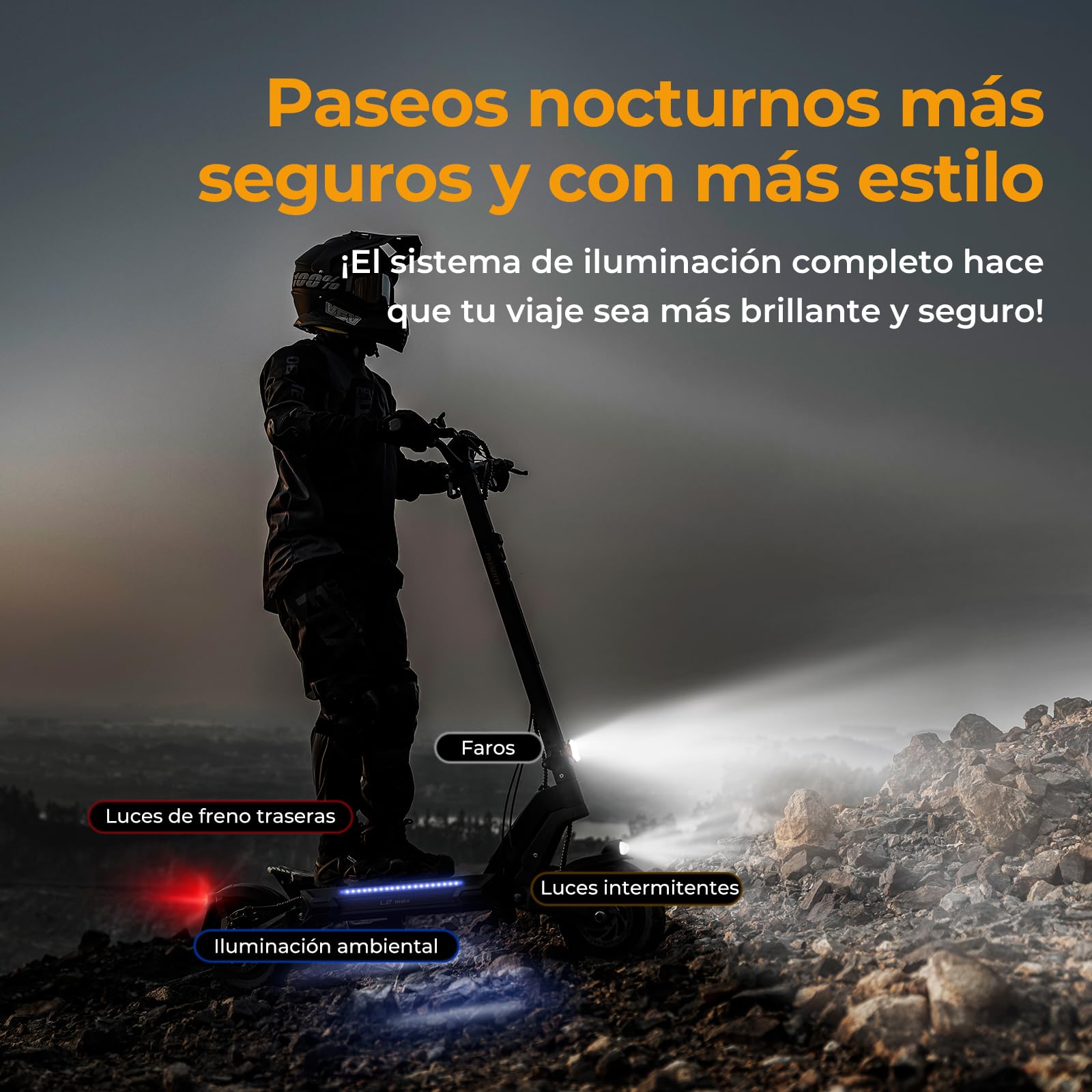 Patinete Eléctrico, Ausom L2 MAX Doble Motor, Autonomía 90KM, Ruedas 10x3.0 Todoterreno, Plegable Scooter Electrico