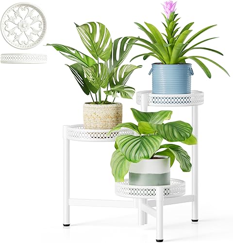 Miniatura 37 de Soporte de plantas de metal de 5 niveles para interiores y exteriores, estante alto de esquina para múltiples plantas, soporte plegable para Flor