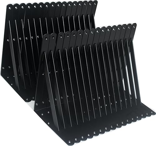 Vista 14 de Paquete de 4 soportes de estante resistentes de 8 pulgadas de largo x 6 pulgadas de alto con tornillos, soportes de estante de metal, soportes