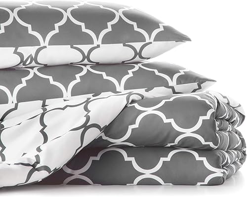 Miniatura 6 de LINENSPA - Edredón de microfibra hipoalergénico, con relleno sintético, para usar todo el año, tamaño King, gris cenizablanco