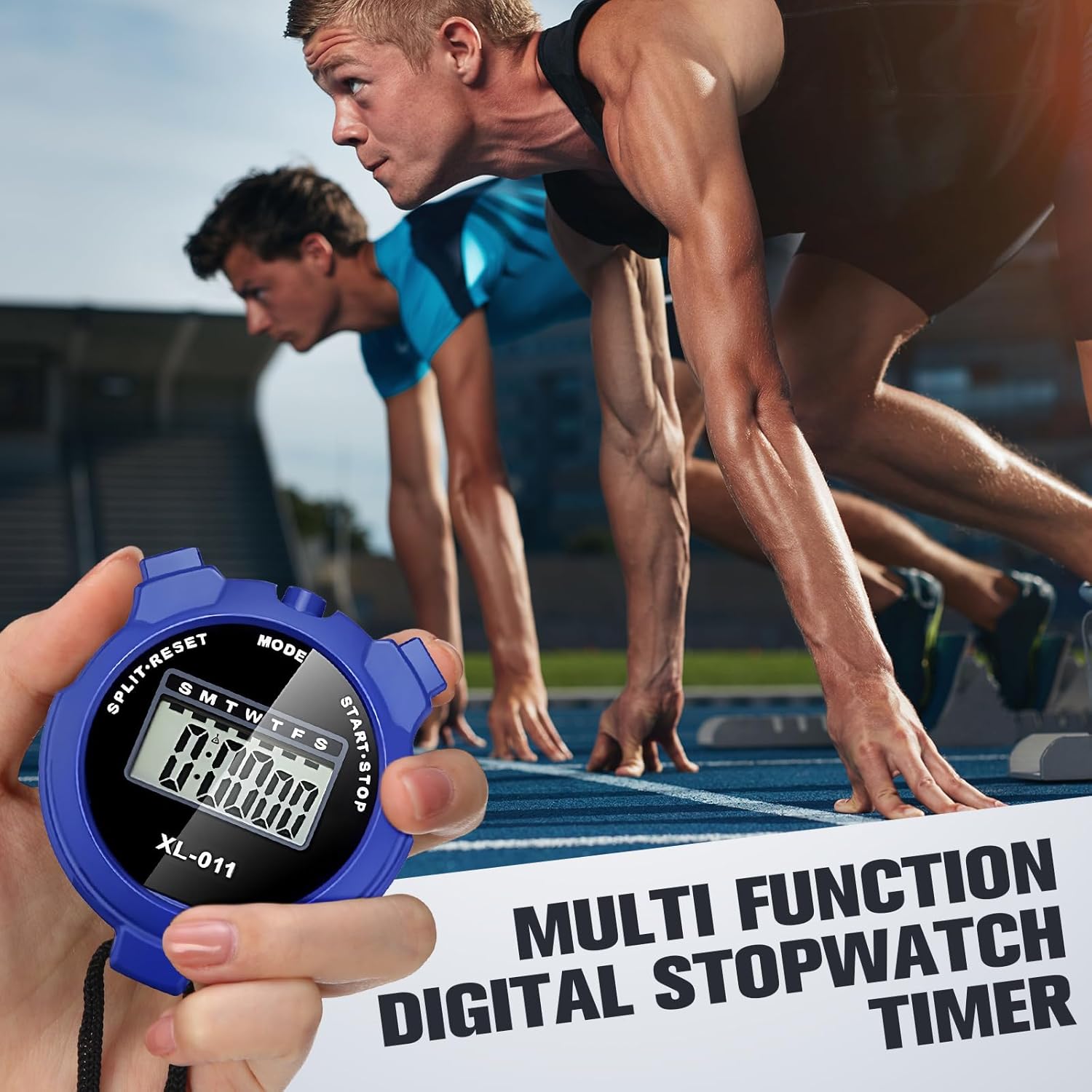 TOODOO 12 Pack Multi Function Digital Stopwatch Timer Bulk Sports Stopwatch with Lanyard Plastic Display Waterproof Date Time Alarm Timer for Coaches Fitness Referees