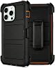 iPhone 14 Pro Max用ディフェンダー クリップホルスター付きケース、高耐久で頑丈なフルボディ、2層の頑丈で落下防止、ミリタリーグレードのディフェンダーカバー、iPhone 14 Pro Max用スマホケースブラック&オレンジ