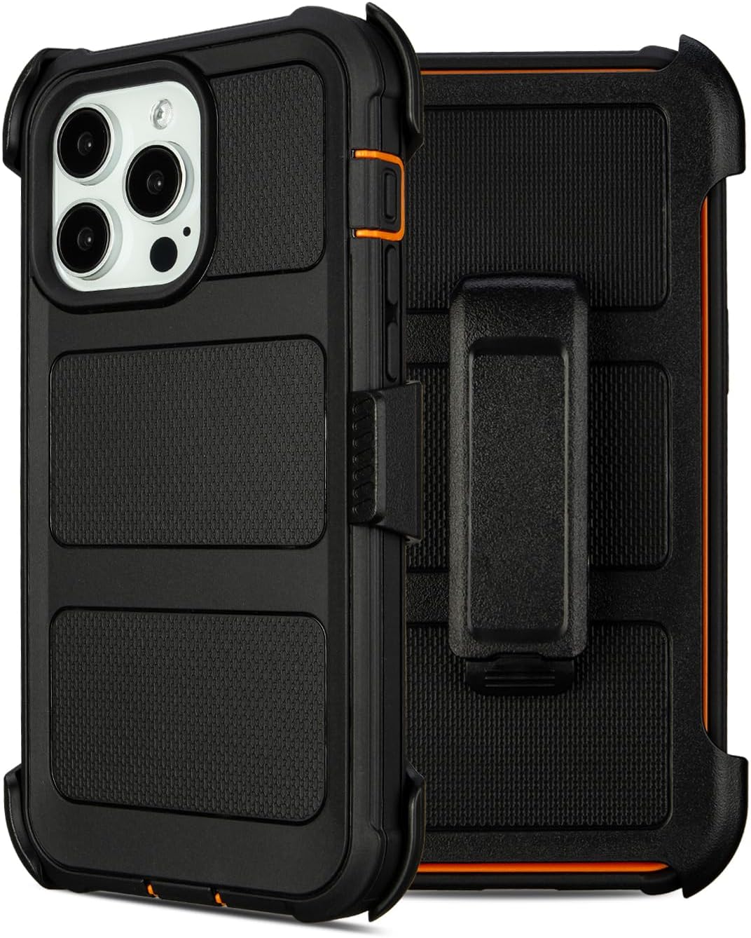 Defender for iPhone 14 Pro Max Case with Clip Holster,Heavy Duty Rugged Full-Body,2 Layers of Sturdy,Anti-Drop,Military-Grade Defender Cover for iPhone 14 Pro Max Phone Case (Black & Orange) Black+Orange