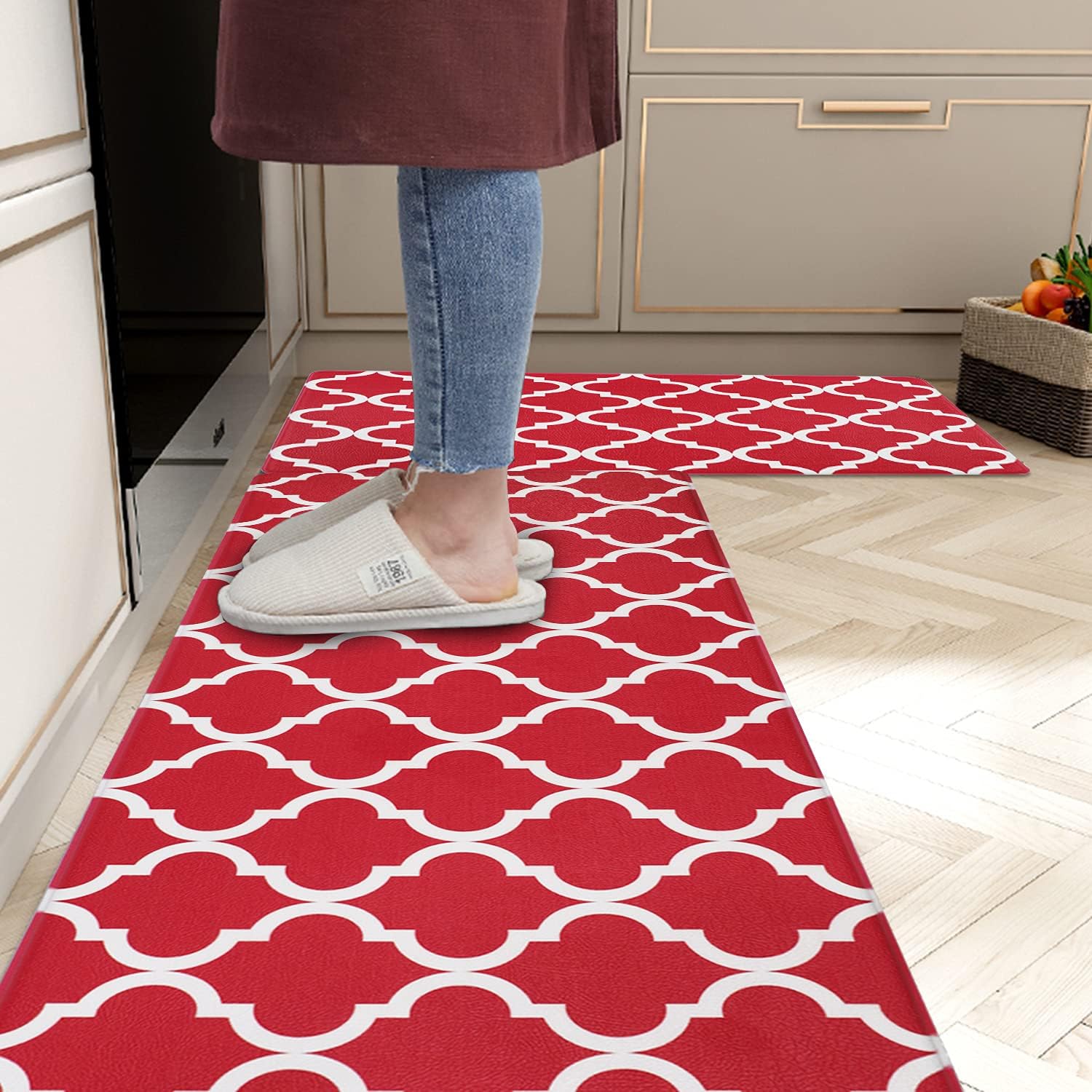 Homcomoda Anti Fatigue Kitchen Rugs and Mats 2 Piece Non Slip Waterproof Kitchen Mats Heavy Duty Comfort Floor Mats for Kitchen Home Laundry Office Sink Standing Desk 17”x28”+17”x47”
