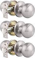 Vista 23 de Gobrico Cerradura de puerta de paso de acero inoxidable níquel satinado interior sin llave redonda perilla de puerta cerrada, 1 paquete
