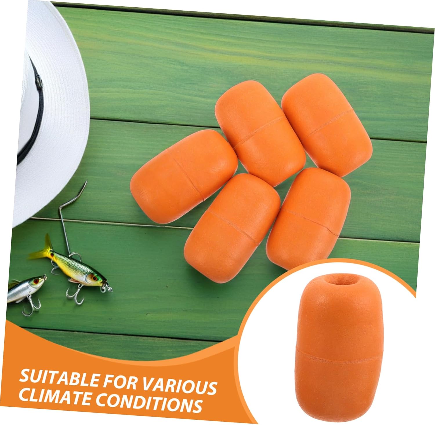 Alasum 6pcs Oval Orange PVC Fishing Netting Buoy Floats with Rope for Crab Trap Dock Marker Pool Kayak Water Fishing Buoy Accessories