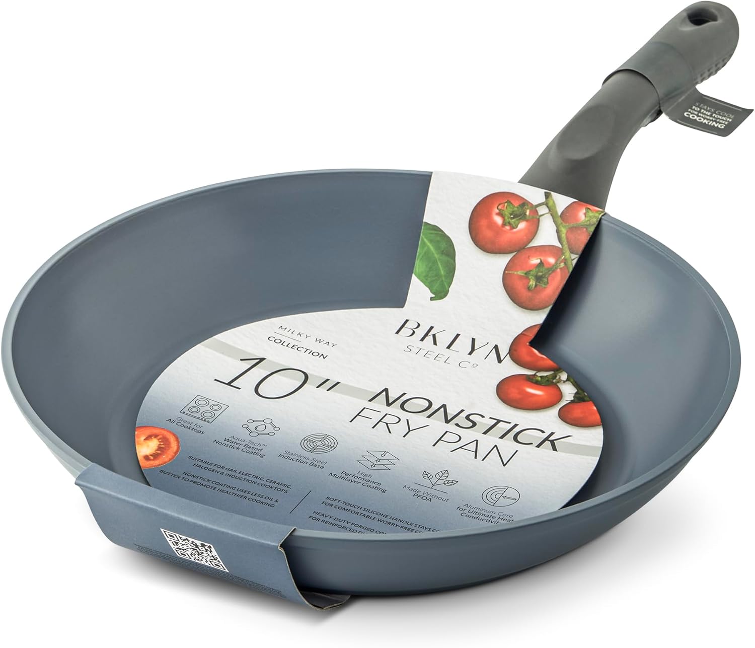 Brooklyn Steel Co. Milky Way Nonstick Aluminum Forged Silicone Handle Fry Pan - 10" - Seaside Mist