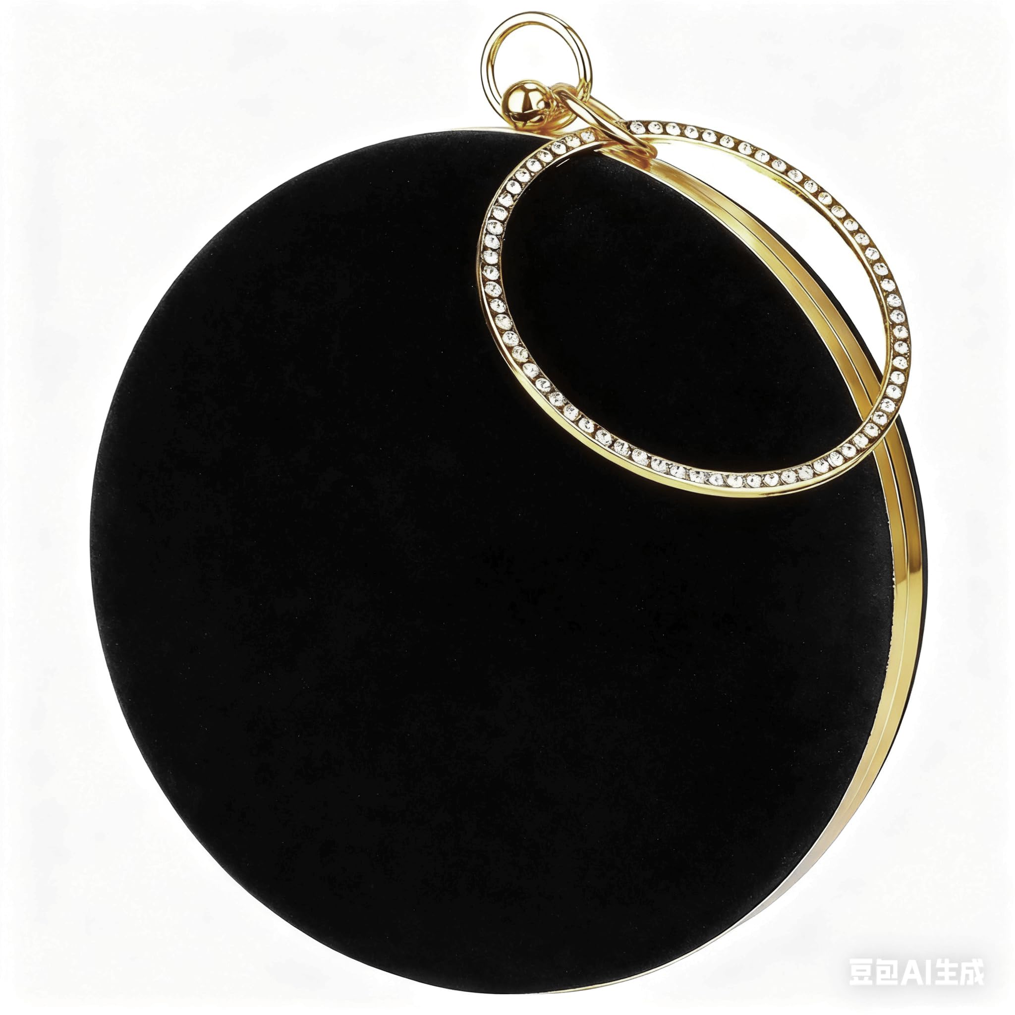 Selighting Elegante rotondo velluto frizione borse da sera per le donne formali da sposa frizione borsa da sposa promenade cocktail party borse, nero