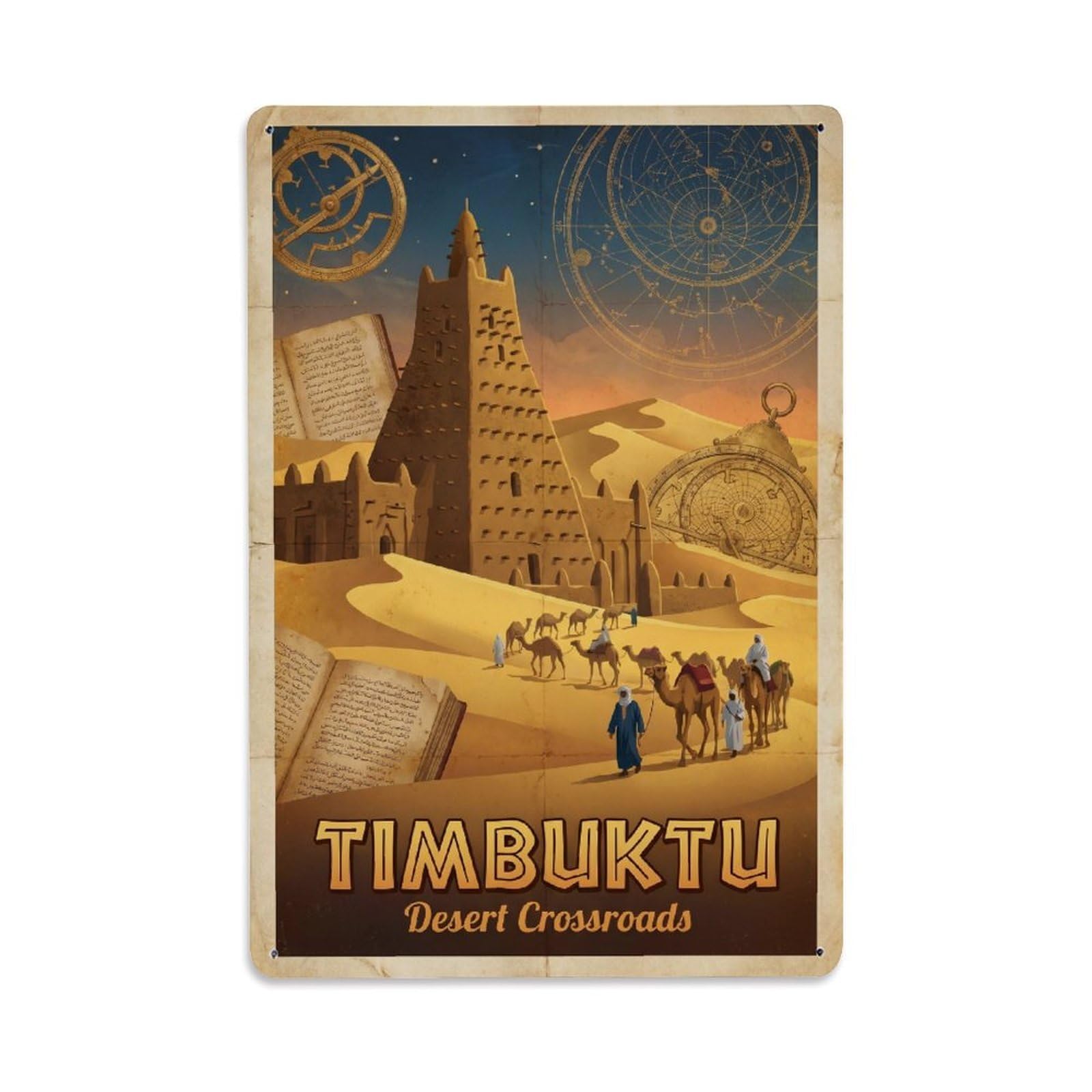 Metal Tin Sign Retro Mali Timbuktu Travel