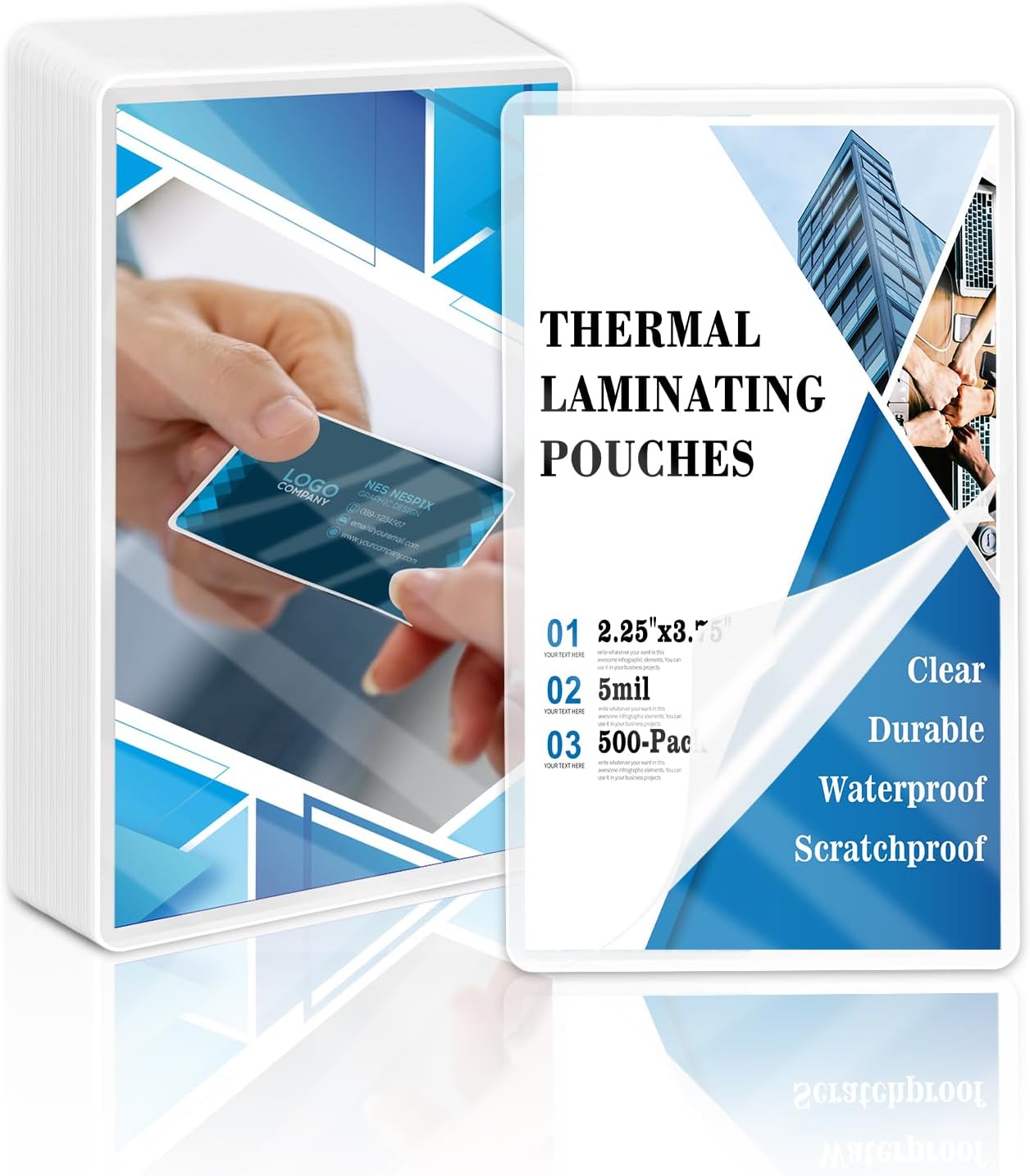 500 Pack 5mil 2.25“x3.75″ Thermal Laminating Pouches Badge Laminate Pouches Clear Laminated Luggage Tags Printable Laminator Pouches for Business Permits Cards (500, 2.25″x3.75″-5mil)