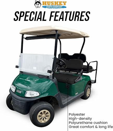 Miniatura 5 de Huskey Parts Company Cojín de asiento de carrito de golf para asiento delantero, respaldo inclinado, color negro para EZGO RXV 2008+, reemplazo del