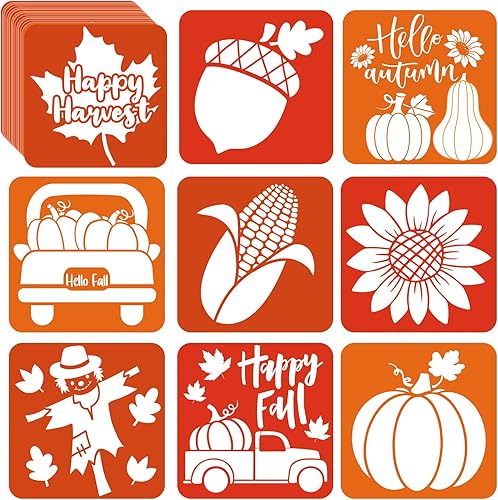 36 plantillas de dibujo de otoño para niños, 8 pulgadas, calabazas, acera, tiza, pintura, grandes, lavables, reutilizables, con temática de otoño,