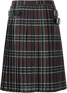 Generisch Pantalones cargo para hombre, a la moda, informales, retro, estilo escocés, cintura de contraste, falda plisada, pantalones para hombre