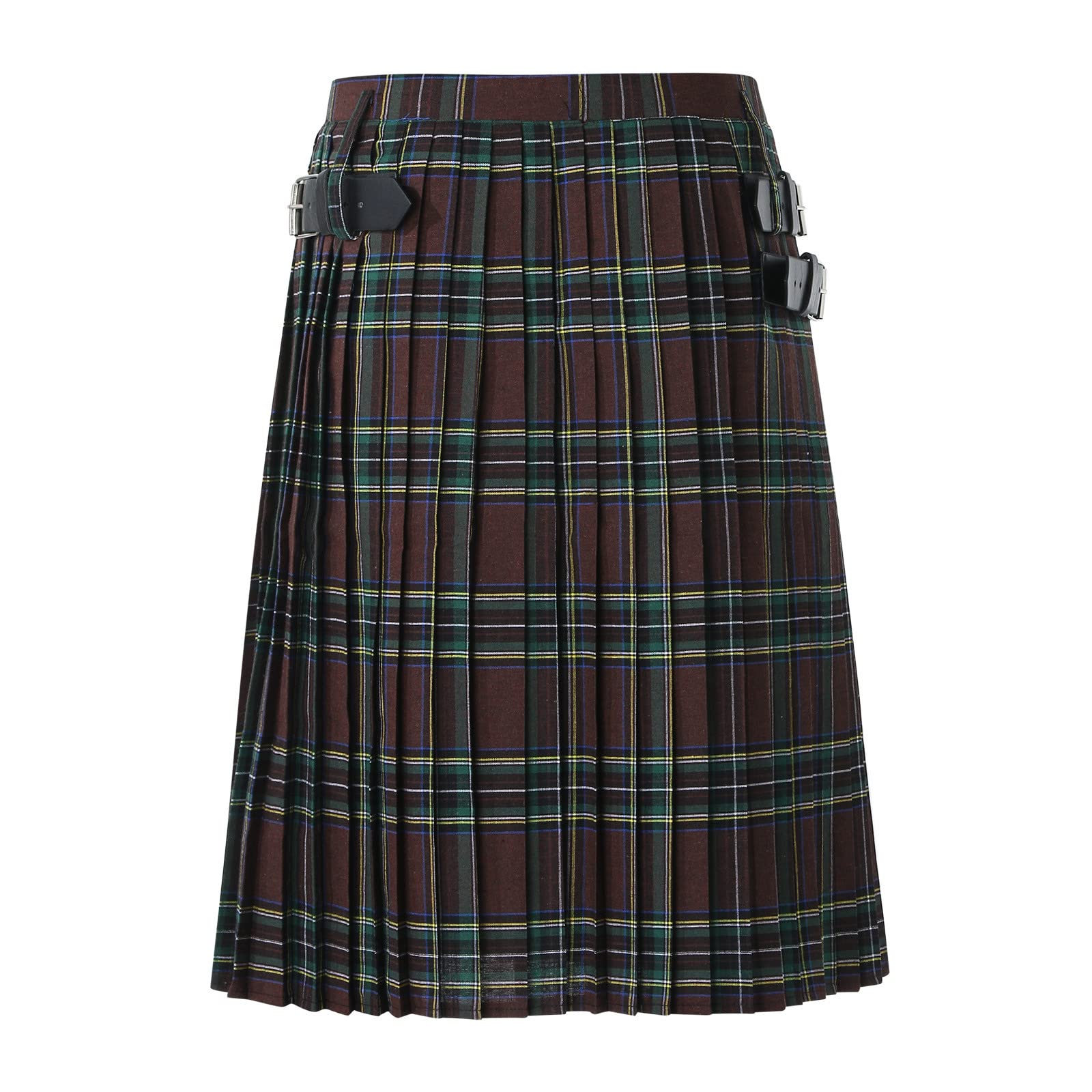 Pride of Scotland Mens Kilt Tartan Kilts Men's Scotsman Fancy Dress CostumeTraditional Highland Tartan Outfit for Festivals,Stag Do,Scottish Party,Costume Parties,World Book (51-Brown, XXL)