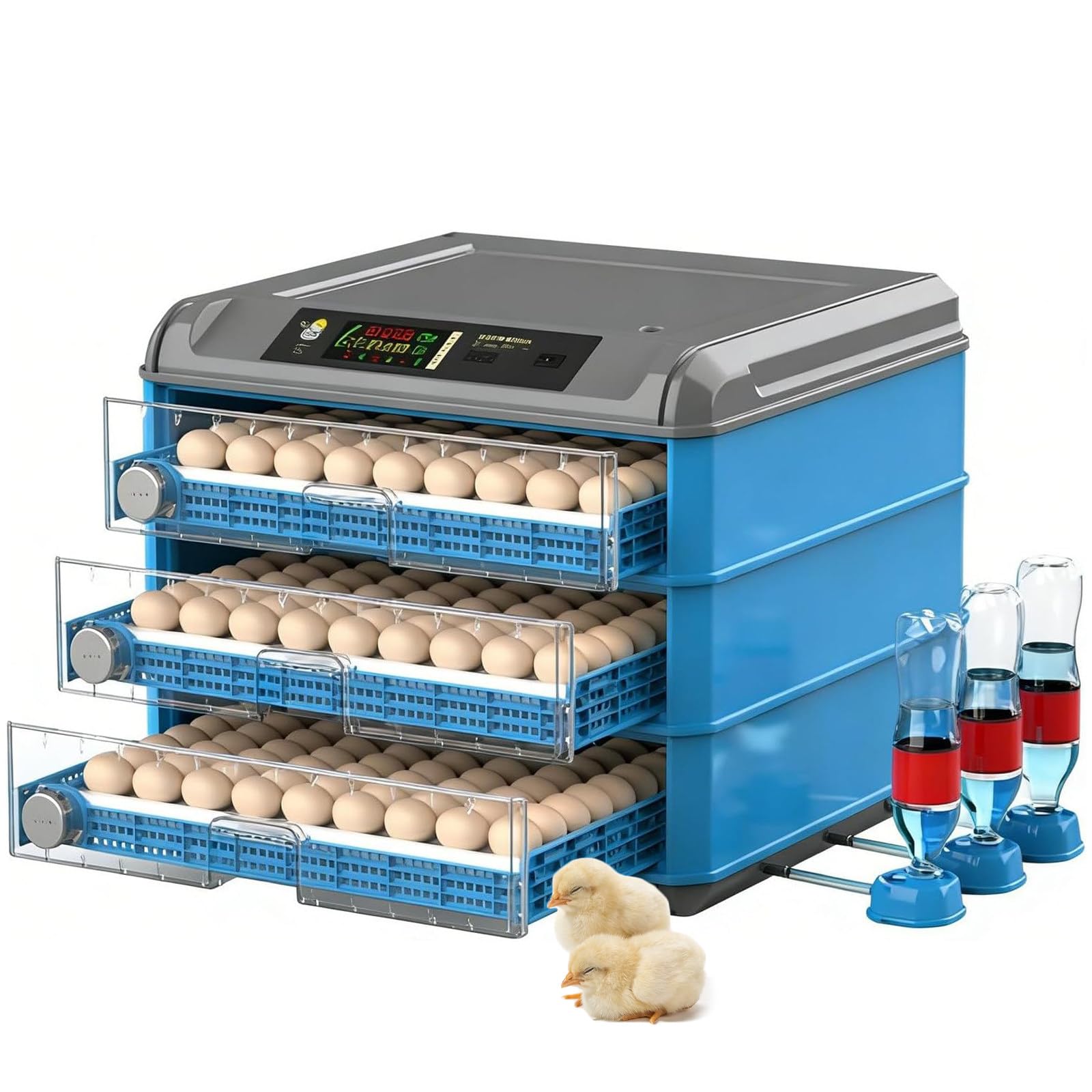 Inkubator do Jaj Kurzych Inkubator do Jaj Gęsich 64 Jaj Automatyczne Podawanie Wody I Sterowanie Wilgotnością Przydatny do Kur, Kaczek, Gęsi I Ptaków Layer4:256eggs