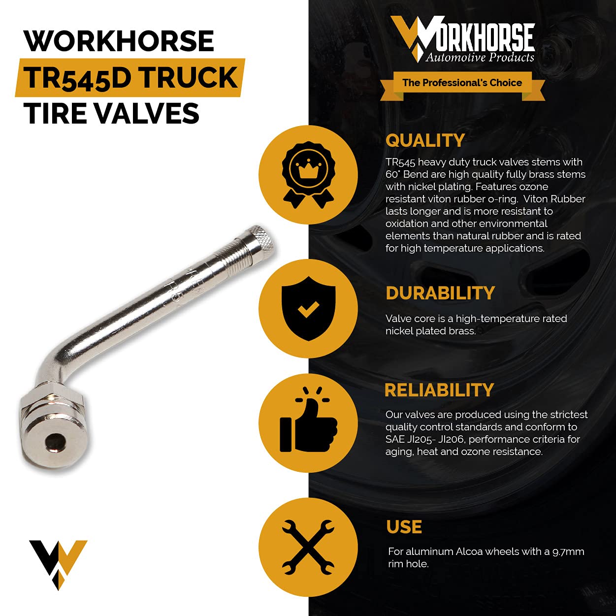 Keenso 20-Pack Aluminum Truck Tire Valve Stems TR545D - 60 Degree, Fits 22.5" & 24.5" Wheels
