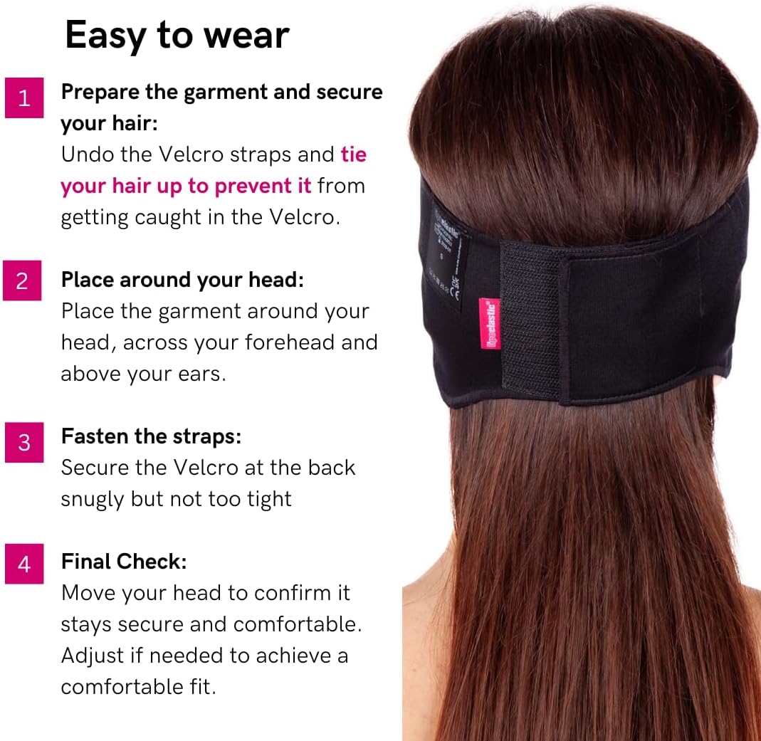LIPOELASTIC PU 03 Unisex Post-Surgery Compression Ear Band, Self-Fastening Otoplasty Headband, Comforting Ear Bandage