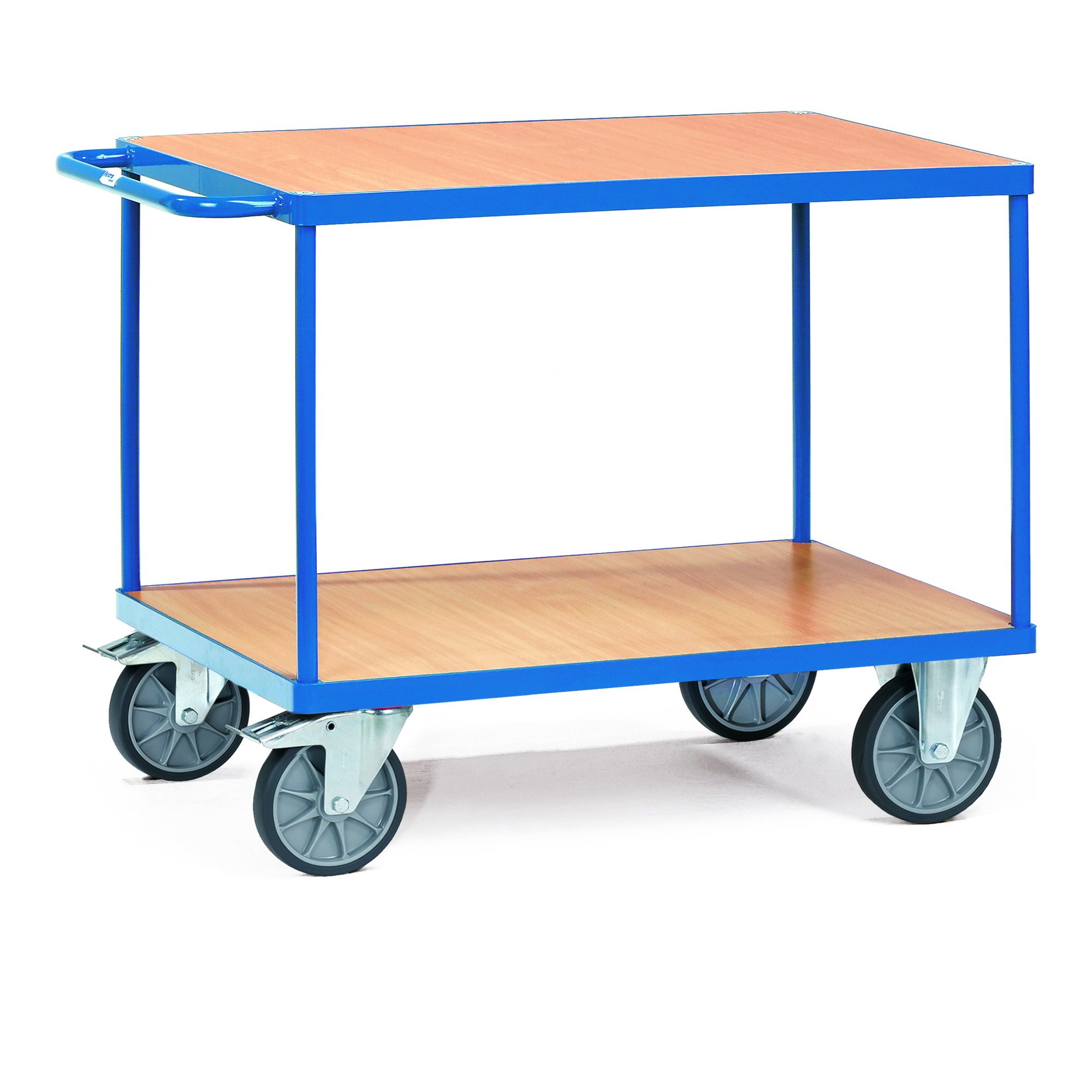 Fetra Transportgeräte mtpic2402 F 500 Regal Wagen mit Tablett, 2 rechteckig, 270 mm, 900 mm, 1000 mm x 700 mm Plattform, 200 mm Rollen Durchmesser