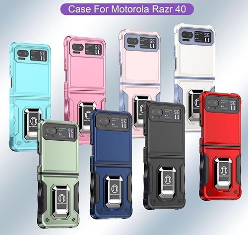 Miniatura 2 de Funda para Moto Razr 40, Moto Razr 2023, TPU + PC de grado militar soporte integrado diseño de doble capa resistente contra caídas funda de teléfono