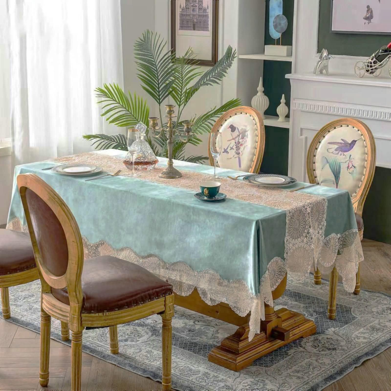 Prostokątny obrus Peacock Green Modern Velvet 150 x 220 cm