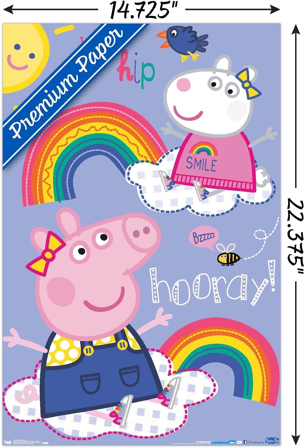 Trends International Peppa Pig - Hooray Wall Poster, 14.725" x 22.375", Premium Unframed Version