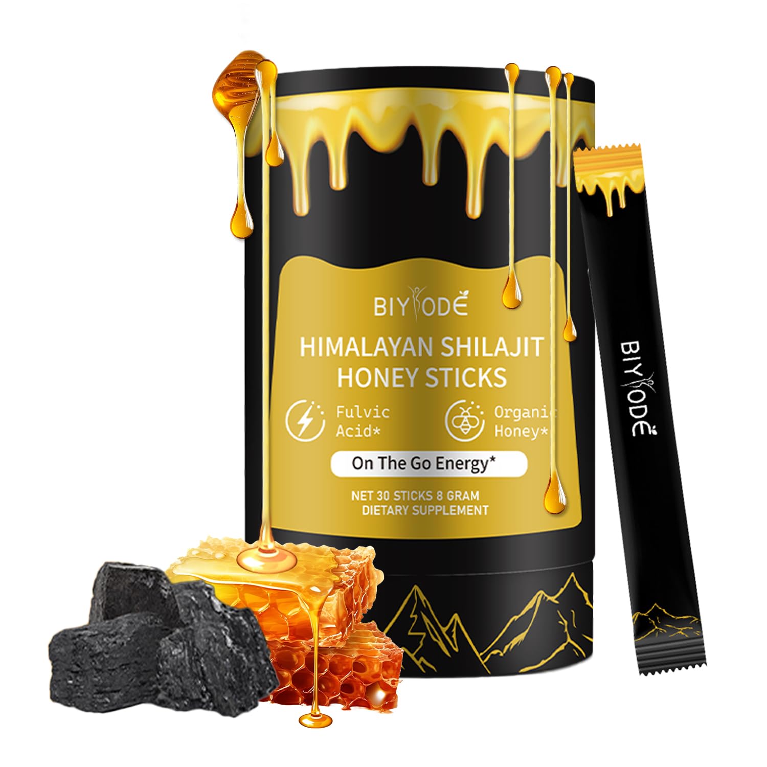 Pure Shilajit |Shilajit Honey Sticks |85+ Trace Minerals,Boost Energy |Enhance Immunity |shilajit for Men |30 Sticks