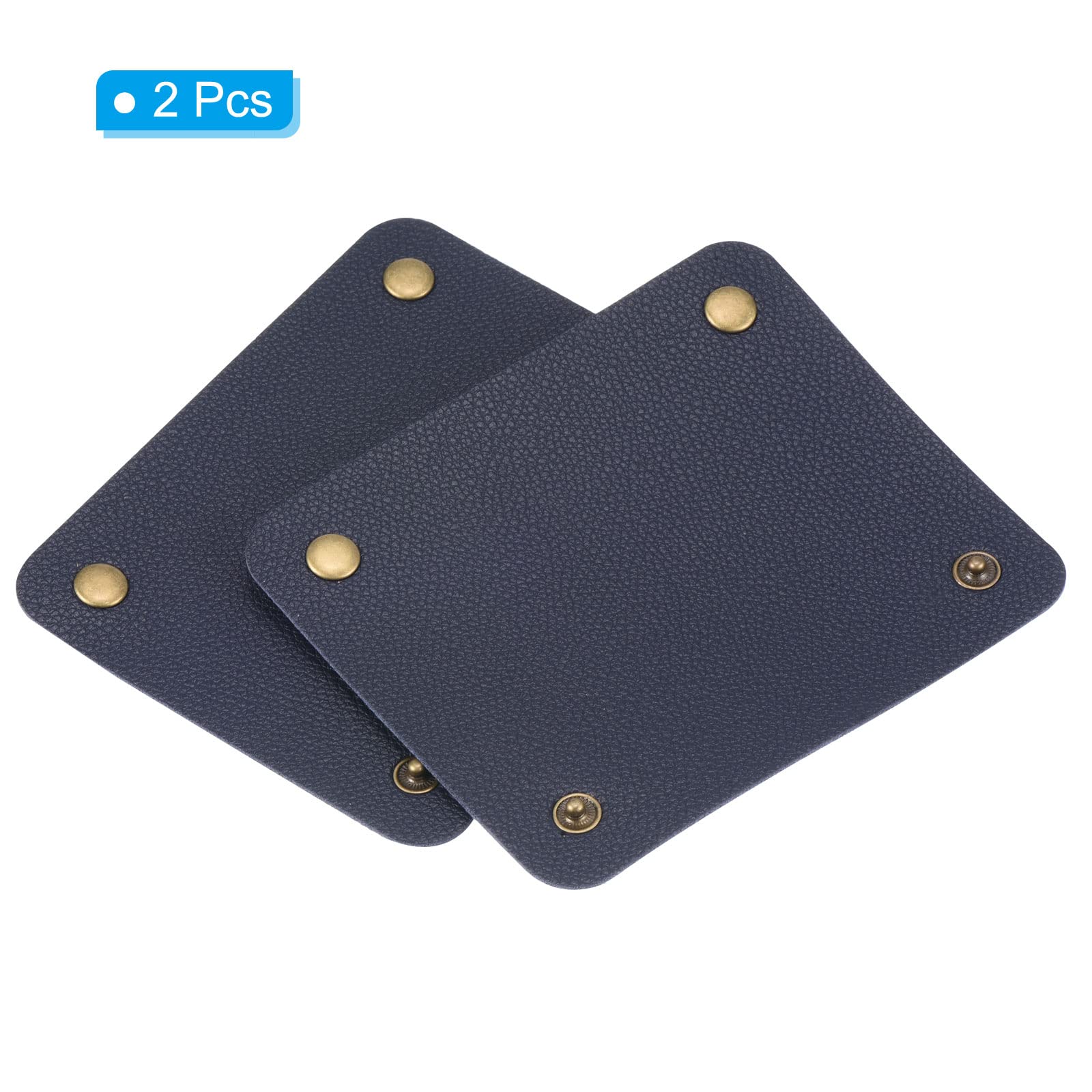 PATIKIL Luggage Handle Wrap, 2 Pack PU Handbag Grip Cover Protector Identifier with Clasp for Suitcase Grocery Shopping Bag Dark Blue - Image 3