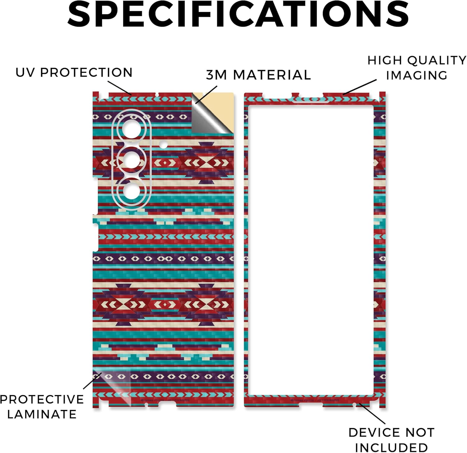 Carbon Fiber Phone Skin Compatible with Samsung Galaxy Z Fold 7 - Southwest Stripes - Premium 3M Vinyl Protective Wrap Decal Cover - Easy to Apply | Crafted in The USA by MightySkins