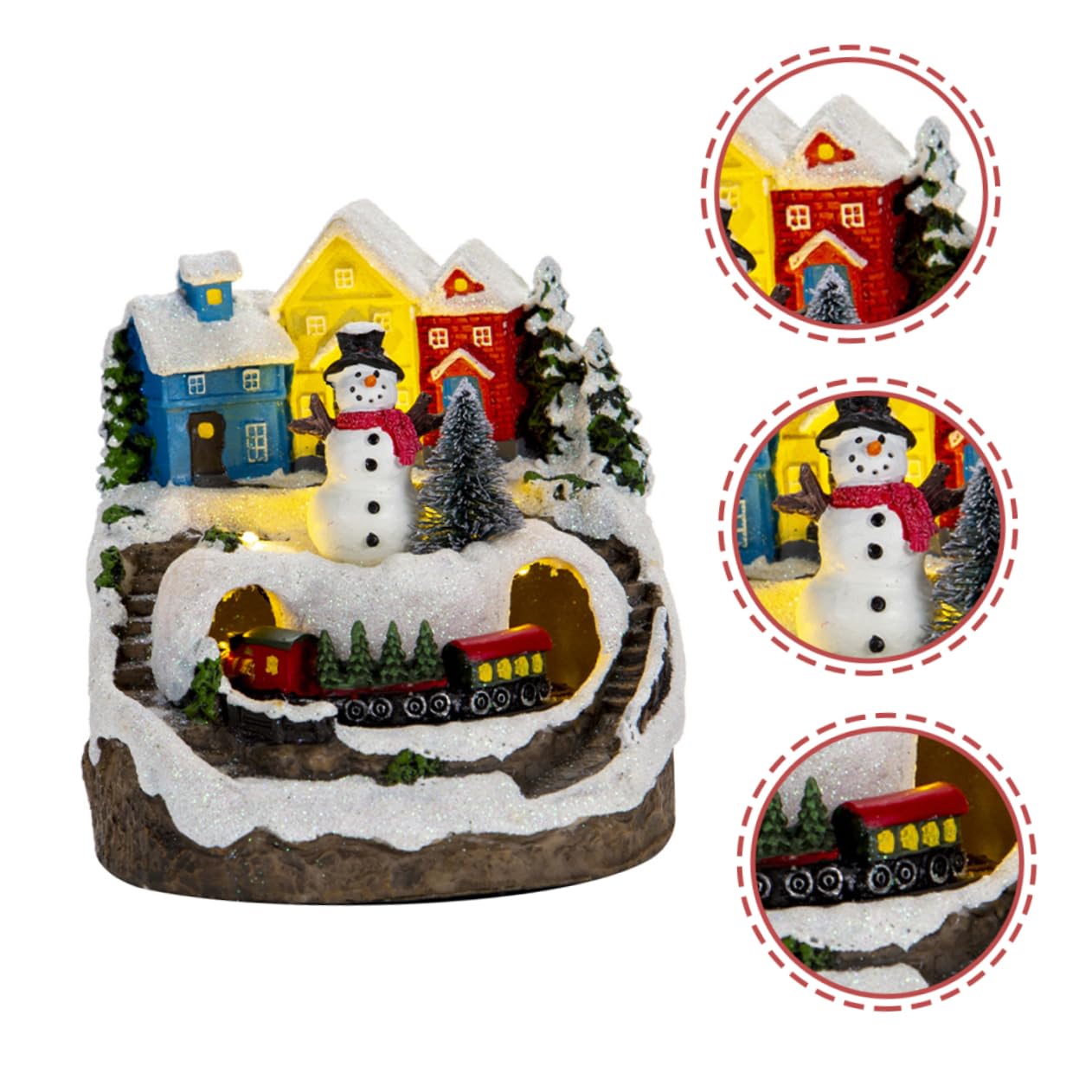 TOPBATHY de Navidad para Parejas Casa de Nieve Iluminada con Música Y Tren Decoración de Casa de Pueblo con Luces Led para Exhibición sobre La Mesa