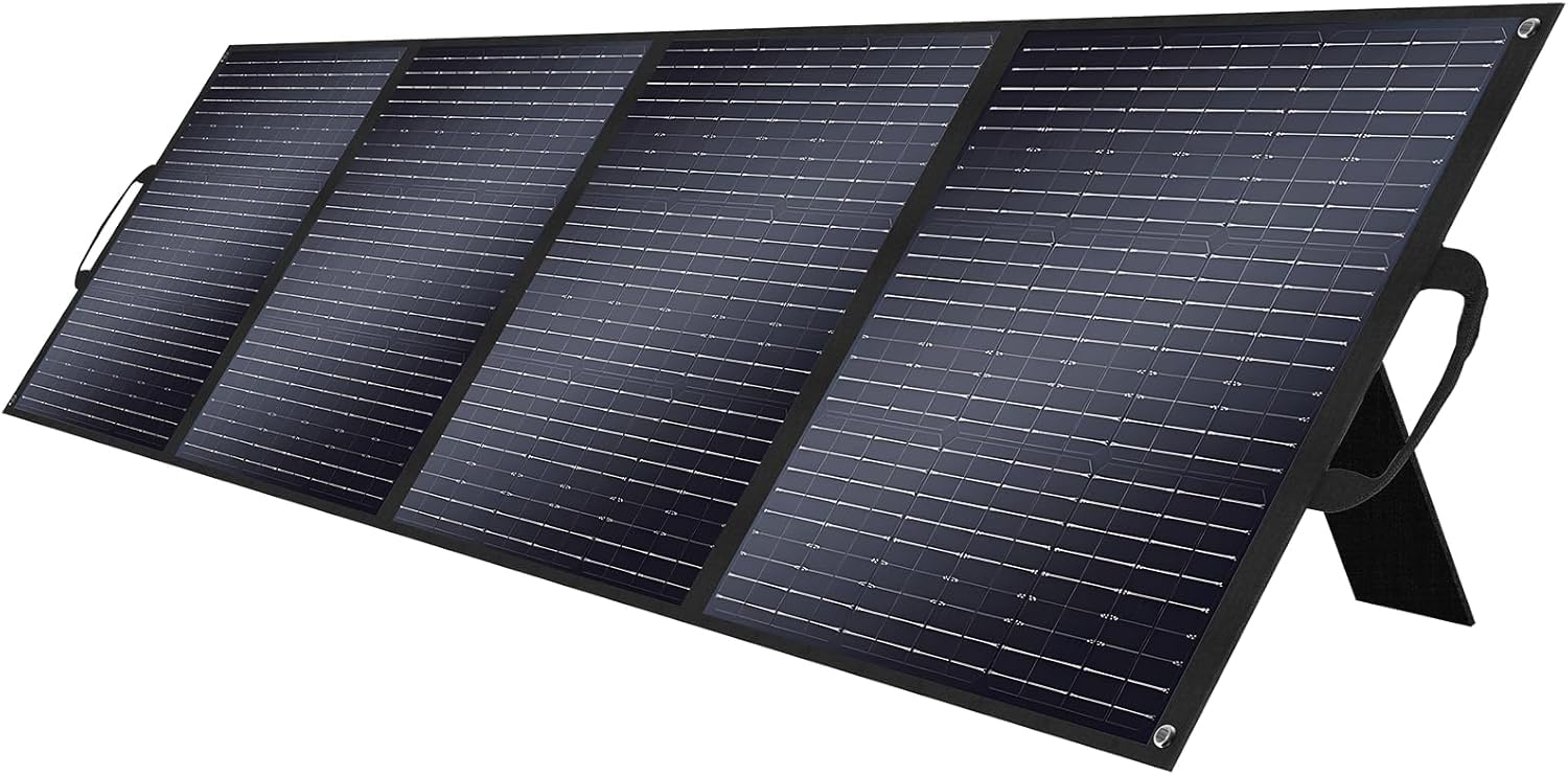 Pannello solare portatile da 400 W e 12V- 48V, design pieghevole (12,5 kg), monovetro ad alta efficienza del 23,4% per stazioni di energia portatili, pieghevole e resistente, per camper, campeggio